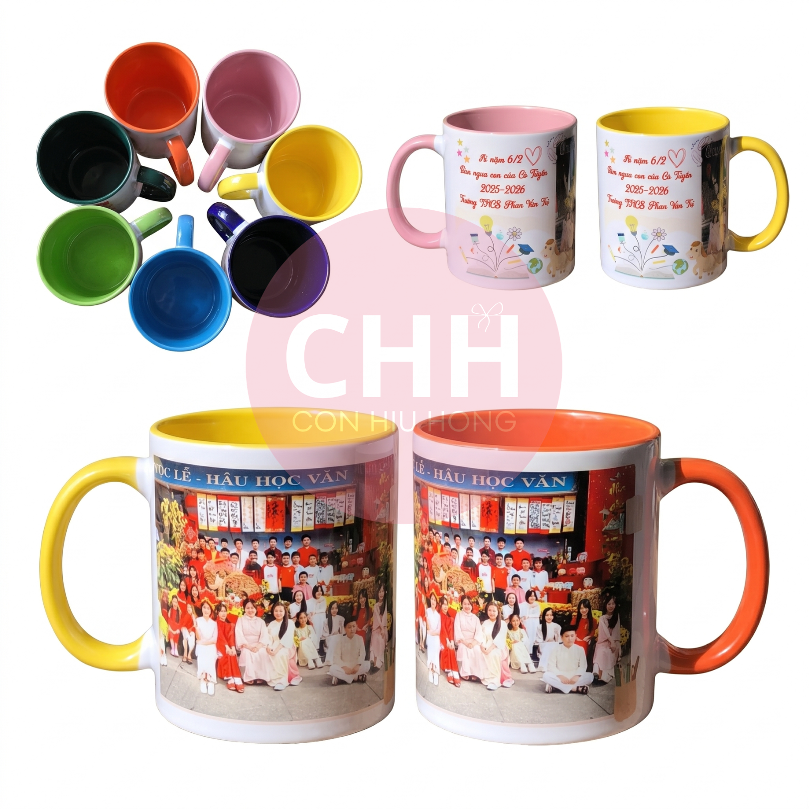 Ly Sứ Song Màu Quai Tròn In Hình Theo Yêu Cầu – Con Hiu Hồng Gift 
