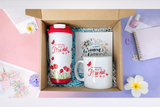  Combo quà tặng bình giữ nhiệt và ly sứ in họa tiết cao cấp 
