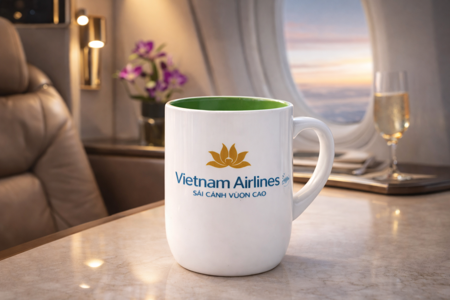  Ly sứ trắng in logo Vietnam Airlines 
