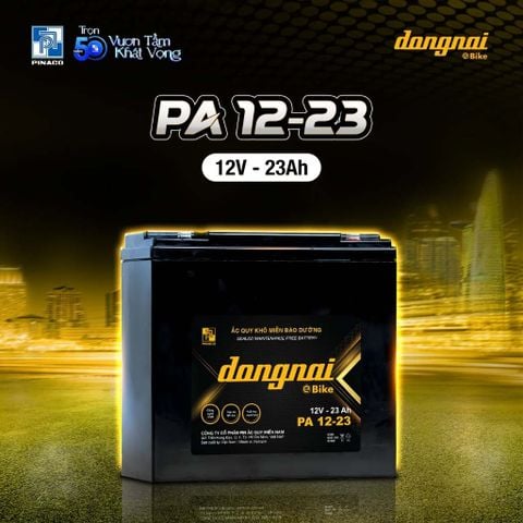  Ắc quy Đồng Nai -  PA 12v - 23 Ah miễn bảo dưỡng - dùng cho xe máy điện 