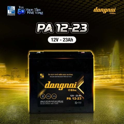  Ắc quy Đồng Nai -  PA 12v - 23 Ah miễn bảo dưỡng - dùng cho xe máy điện 