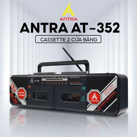  Đài Cassette Antra AT - 352, Thiết Kế Cổ Điển, 2 Cửa Băng, Có Chức Năng Thu Băng, Bắt Sóng Khỏe AM/FM/SW, Chức Năng Bluetooth, USB 