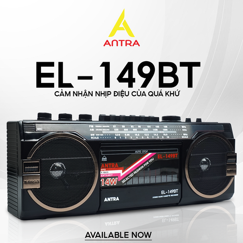  Radio Cassette ANTRA EL- 149 BT bắt sóng khỏe, nghe nhạc qua Bluetooth, thẻ nhớ, USB, ghi âm tặng 1 Băng Casset 