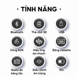 Radio Cassette ANTRA EL- 149 BT bắt sóng khỏe, nghe nhạc qua Bluetooth, thẻ nhớ, USB, ghi âm tặng 1 Băng Casset 