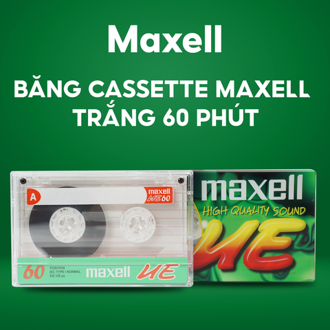  Băng Cassette Trắng Maxell 60 Phút, Xuất Xứ Indonesia, Chất Lượng Cao Cấp, Copy Nhạc Theo Yêu Câu 