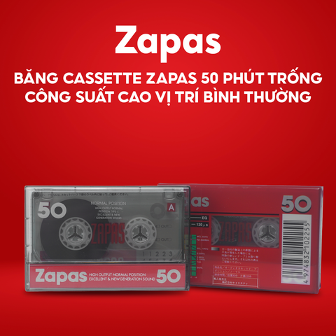  Băng Cassette Trắng Zapas, Vỏ Đỏ Hộp 30 Băng Cassette, Băng Nhạc 50 Phút, Copy Nhạc Theo Yêu Cầu 