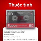  Băng Cassette Trắng Zapas, Vỏ Đỏ Hộp 30 Băng Cassette, Băng Nhạc 50 Phút, Copy Nhạc Theo Yêu Cầu 
