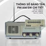  Đài Radio RD-310BT Thiết Kế Ngang Cổ Điển, Bắt Sóng AM/FM/SW, USB, Thẻ Nhớ, Bluetooth, BH 12 Tháng 