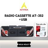  Đài Cassette Antra AT - 352, Thiết Kế Cổ Điển, 2 Cửa Băng, Có Chức Năng Thu Băng, Bắt Sóng Khỏe AM/FM/SW, Chức Năng Bluetooth, USB 