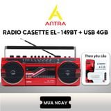  Radio Cassette ANTRA EL- 149 BT bắt sóng khỏe, nghe nhạc qua Bluetooth, thẻ nhớ, USB, ghi âm tặng 1 Băng Casset 