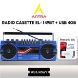  Radio Cassette ANTRA EL- 149 BT bắt sóng khỏe, nghe nhạc qua Bluetooth, thẻ nhớ, USB, ghi âm tặng 1 Băng Casset 