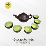  Ấm Tử Sa Khắc Trúc – Bộ Ấm Chén Bát Tràng Cao Cấp 
