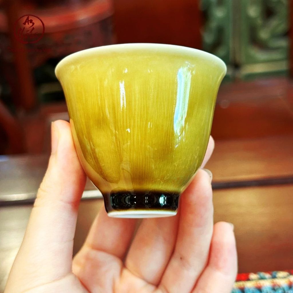  Chén trà men hoàng lưu ly kết tinh kim sa – An Thổ Túc 