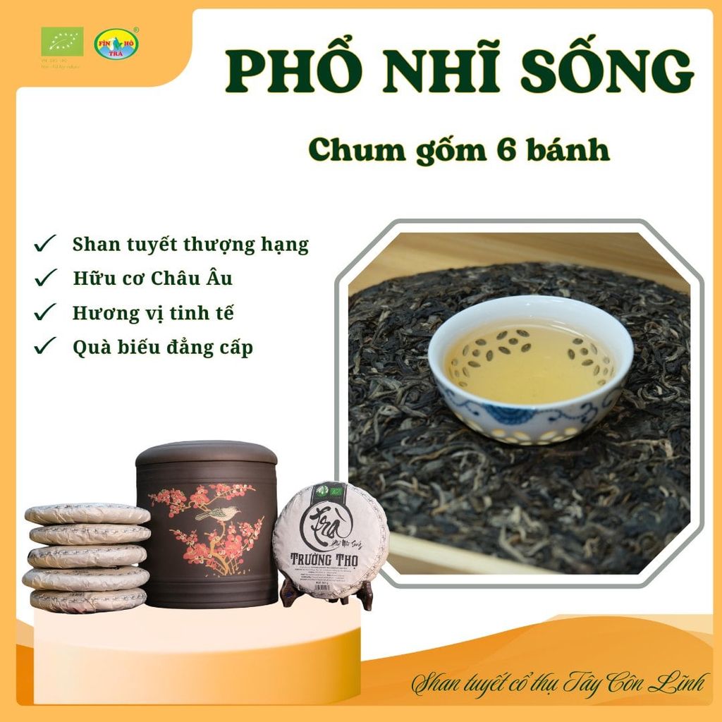  Chum Gốm 6 Bánh Phổ Nhĩ Sống 357g – Shan Tuyết Hữu Cơ EU 