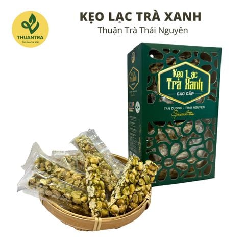 Kẹo lạc trà xanh gói từng thanh bên hộp quà