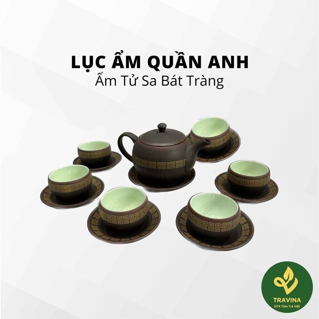  Lục Ẩm Quần Anh – Bộ Ấm Chén Bát Tràng 1 Ấm 5 Chén 6 Đĩa 