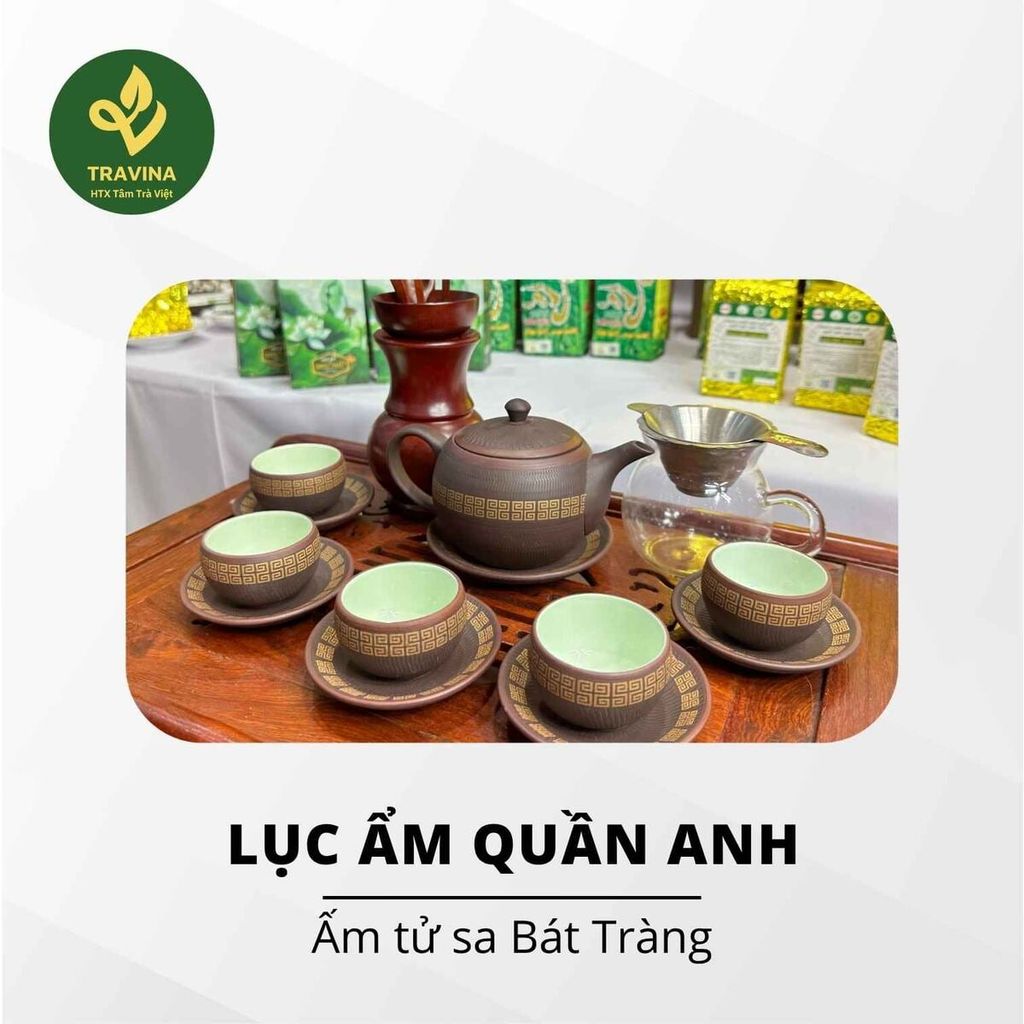  Lục Ẩm Quần Anh – Bộ Ấm Chén Bát Tràng 1 Ấm 5 Chén 6 Đĩa 