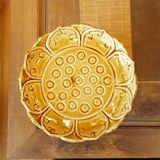  Mâm bồng gốm Bát Tràng – đĩa đựng hoa quả chân cao khắc nổi, An Thổ Túc 