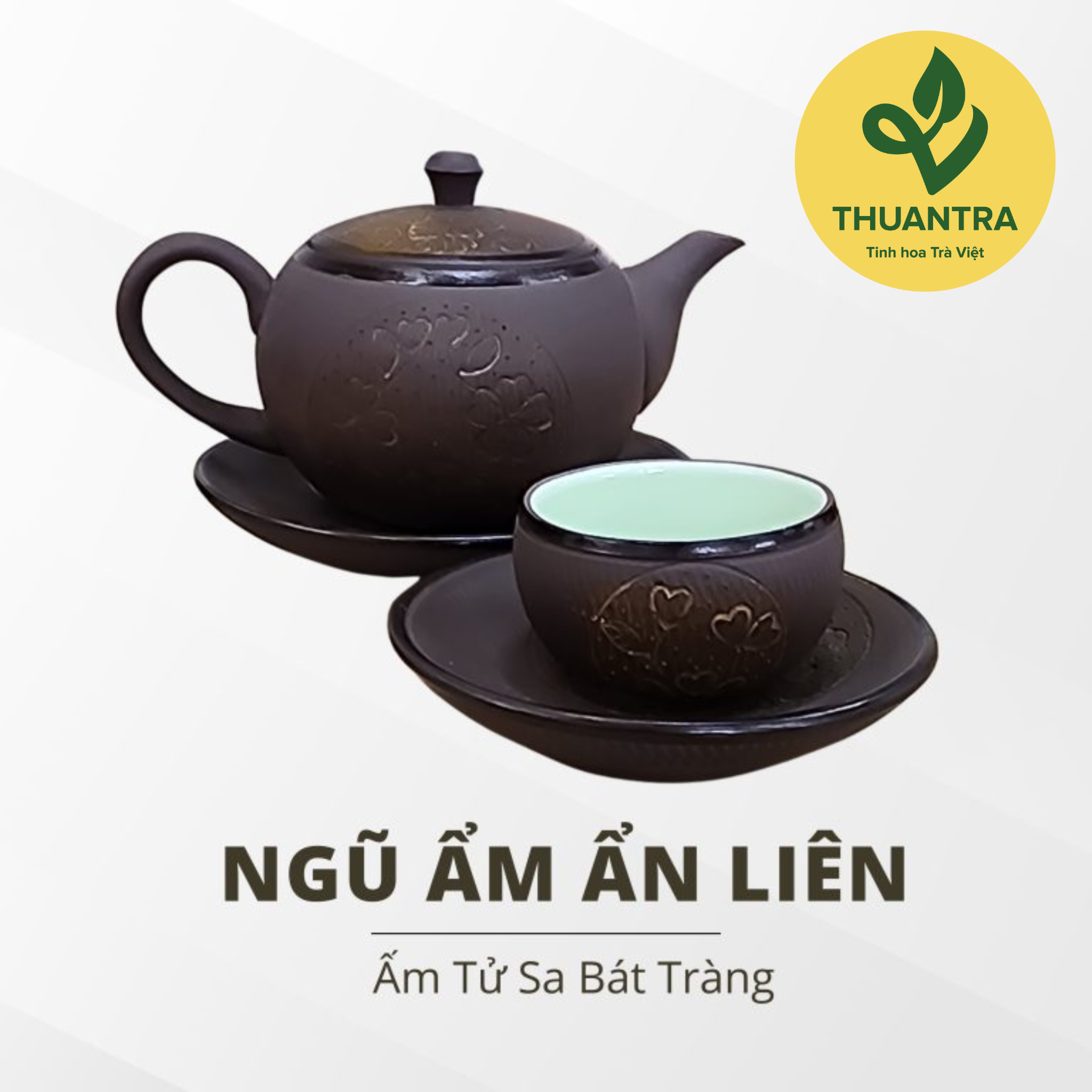  Ngũ Ẩm Ẩn Liên - Bộ ấm Bát Tràng Cao Cấp Của Thuận Trà Thái Nguyên 