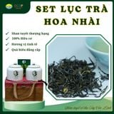  Set Quà Lục Trà Ướp Nhài – Hũ Sứ Và Túi Thổ Cẩm 