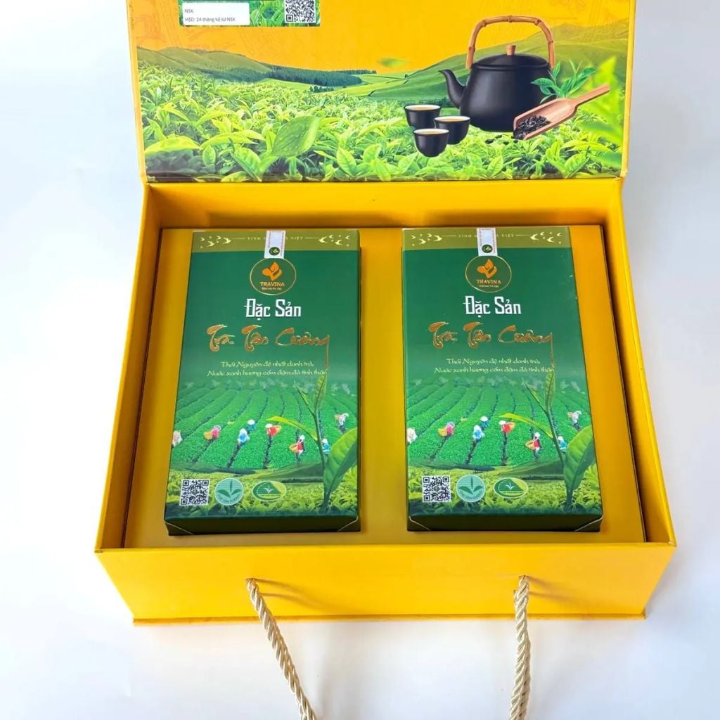  Set Quà Tâm An Trà – 2 Hộp Trà Xanh Đặc Sản Thái Nguyên 400g Kèm Túi Xách 