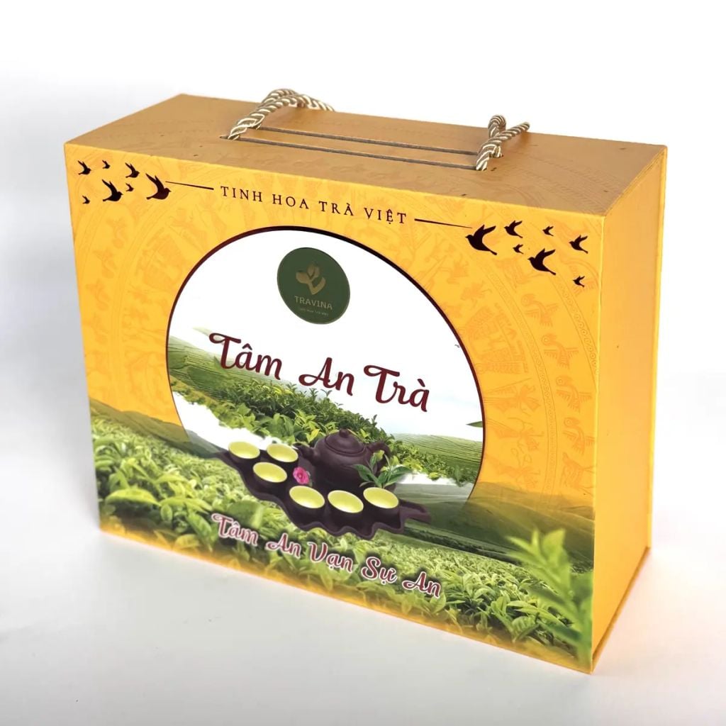  Set Quà Tâm An Trà – 2 Hộp Trà Xanh Đặc Sản Thái Nguyên 400g Kèm Túi Xách 
