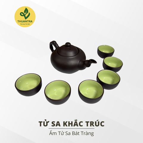  Ấm Tử Sa Khắc Trúc - Bộ ấm cao cấp của Thuận Trà Thái Nguyên 