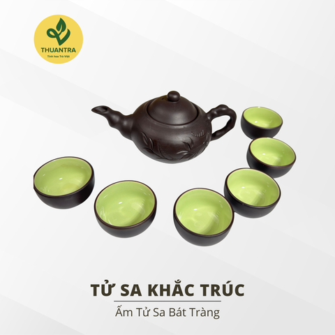  Ấm Tử Sa Khắc Trúc - Bộ ấm cao cấp của Thuận Trà Thái Nguyên 