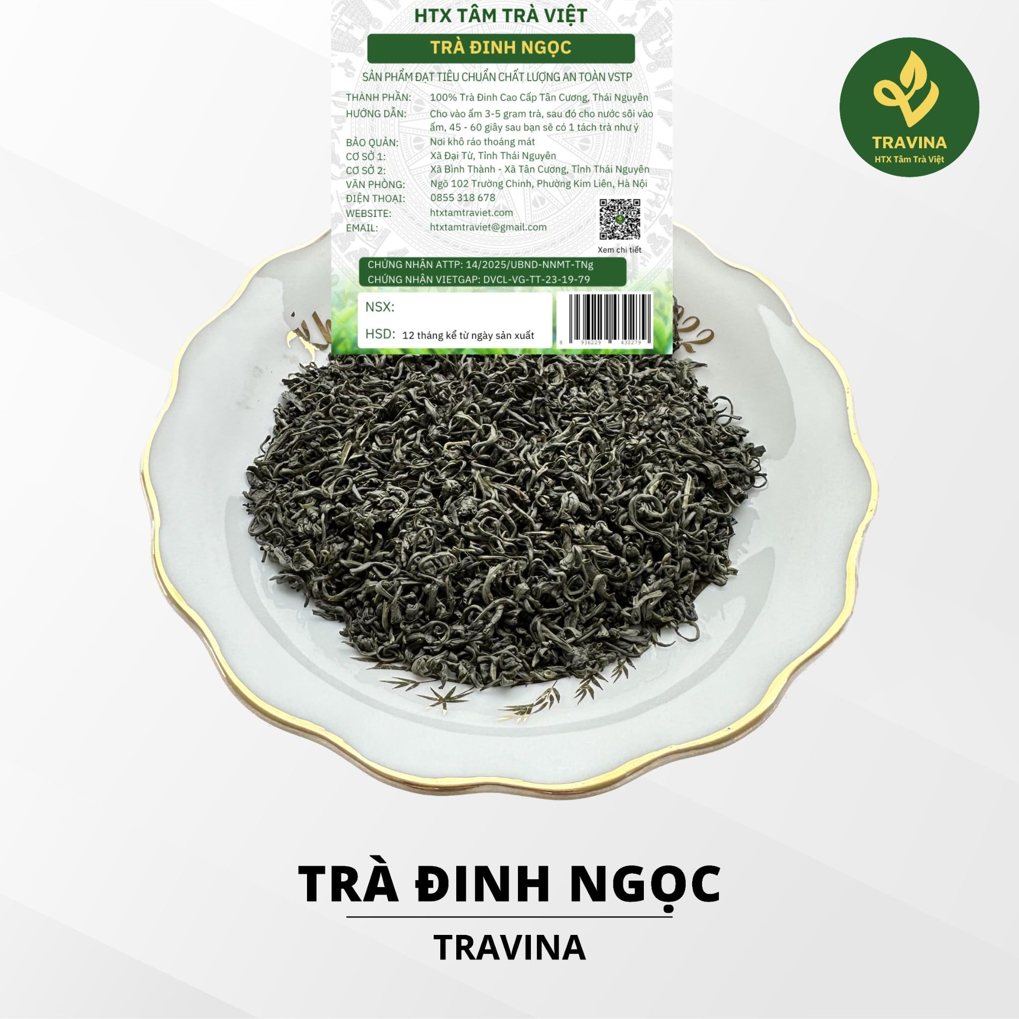  Trà Đinh Ngọc - Travina - Trà Thái Nguyên Cao Cấp Đạt Tiêu Chuẩn VietGap, ISO 