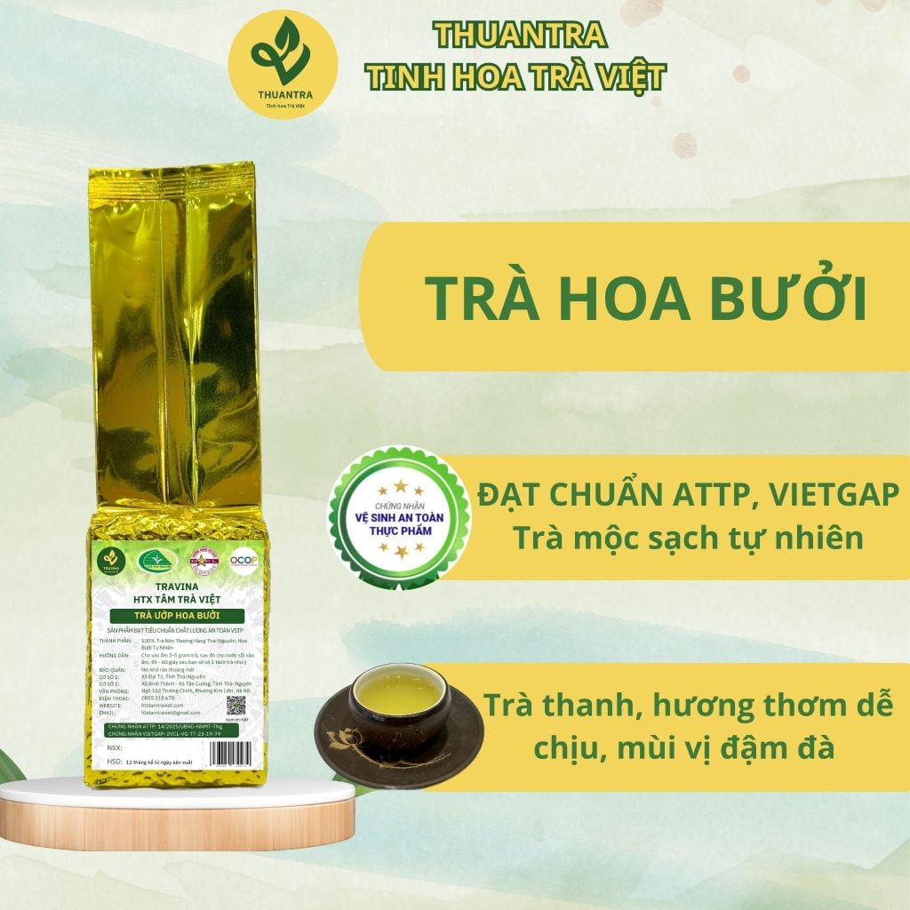  Trà Hoa Bưởi – Trà Ướp Hoa Bưởi Tươi, Hương Thanh Mát 