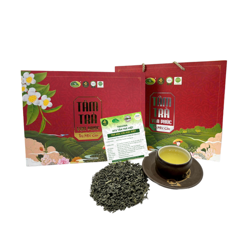  Tâm trà Vạn Phúc  - Travina - Set Quà tặng cao cấp Thuận Trà Thái Nguyên Đạt Tiêu Chuẩn VietGap, ISO 