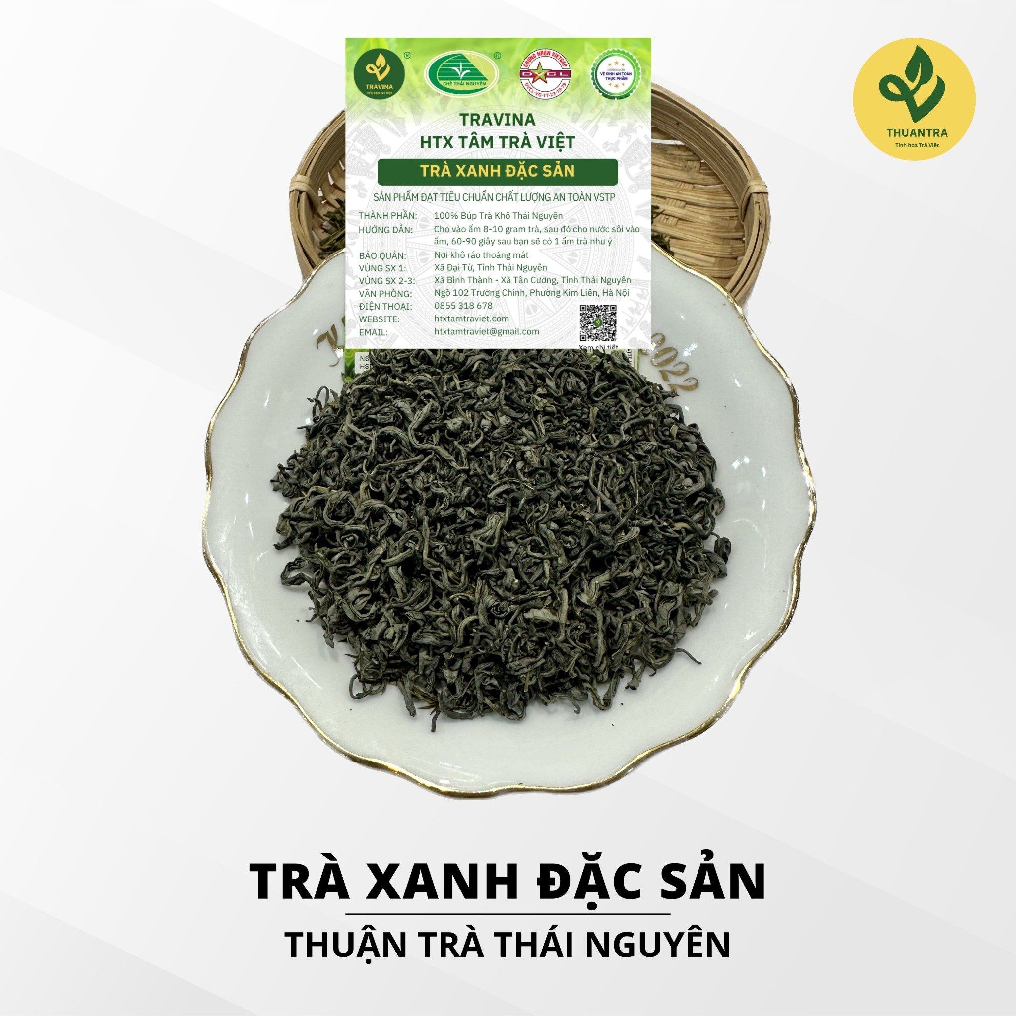  Trà Xanh Đặc Sản- Travina - Trà Thái Nguyên Cao Cấp Đạt Tiêu Chuẩn VietGap, ISO 