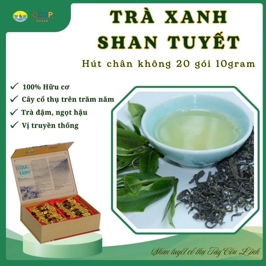  Trà Xanh Shan Tuyết Đậm Vị – Hộp Quà 20 Gói 10g 