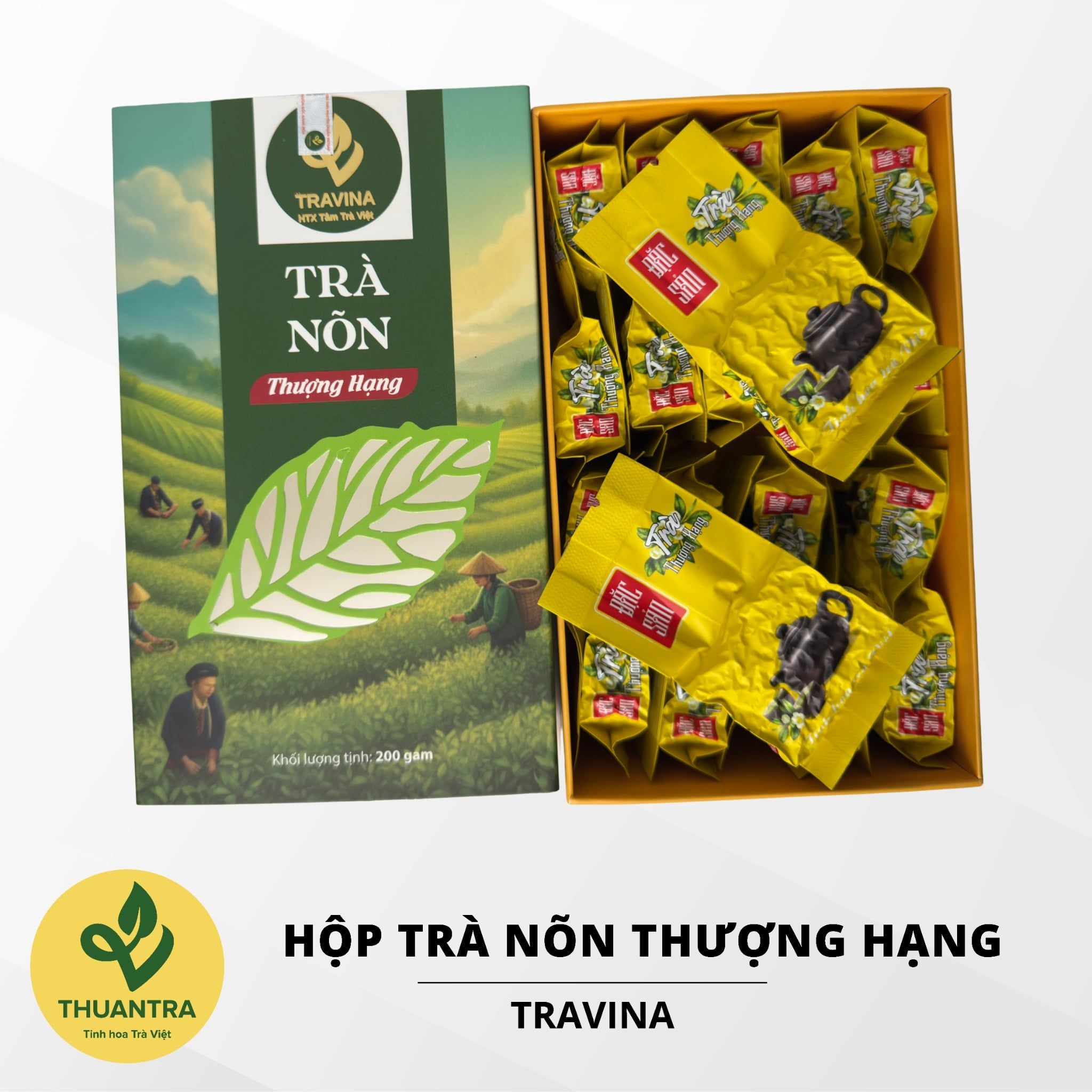  Hộp Trà Nõn Thượng Hạng 200g - Travina - Trà Thái Nguyên Cao Cấp Đạt Tiêu Chuẩn VietGap, ISO 