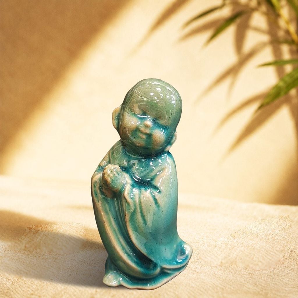  Tượng chú tiểu An Nhiên – gốm Bát Tràng decor phòng trà 