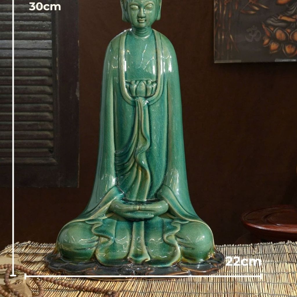  Tượng Phật An Nhiên 30cm – gốm Bát Tràng An Thổ Túc, 4 nước men 