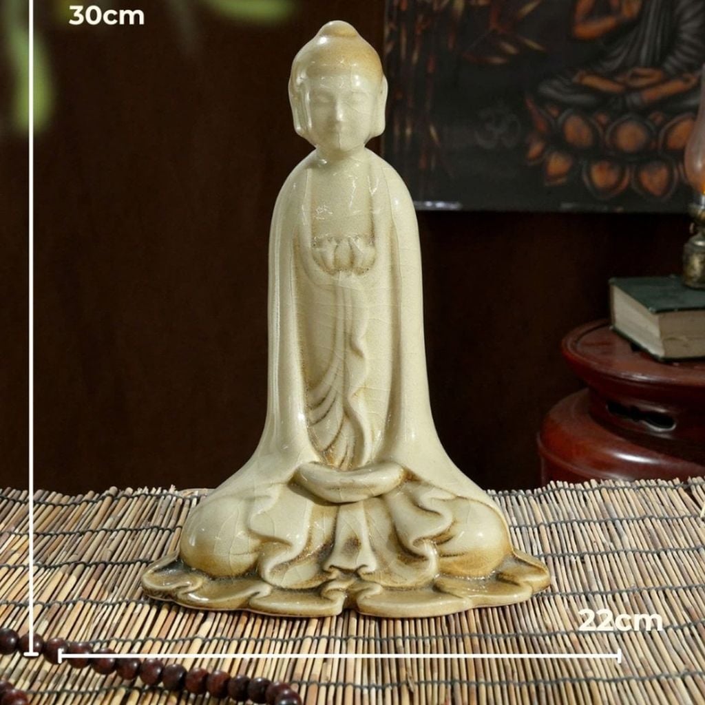  Tượng Phật An Nhiên 30cm – gốm Bát Tràng An Thổ Túc, 4 nước men 