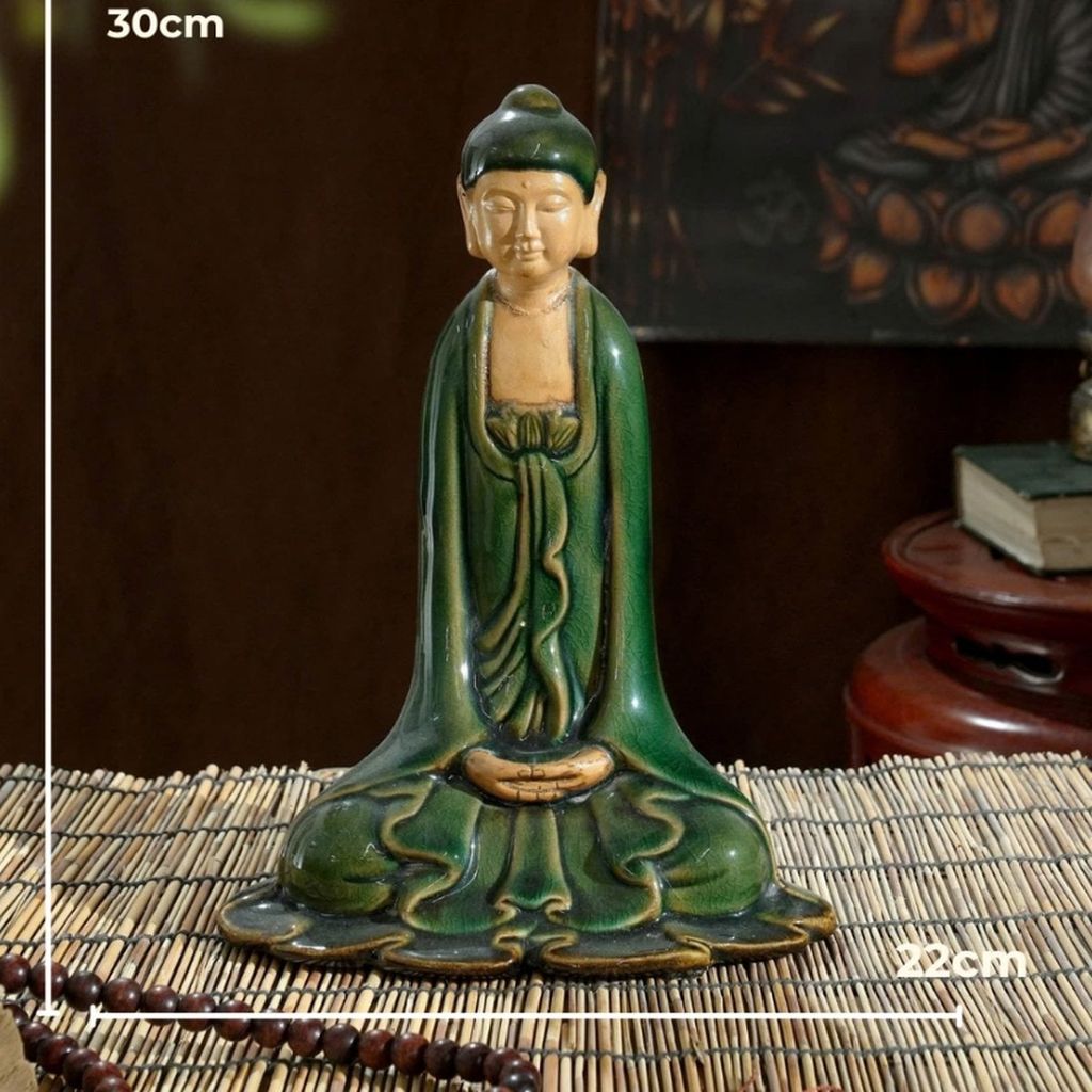  Tượng Phật An Nhiên 30cm – gốm Bát Tràng An Thổ Túc, 4 nước men 