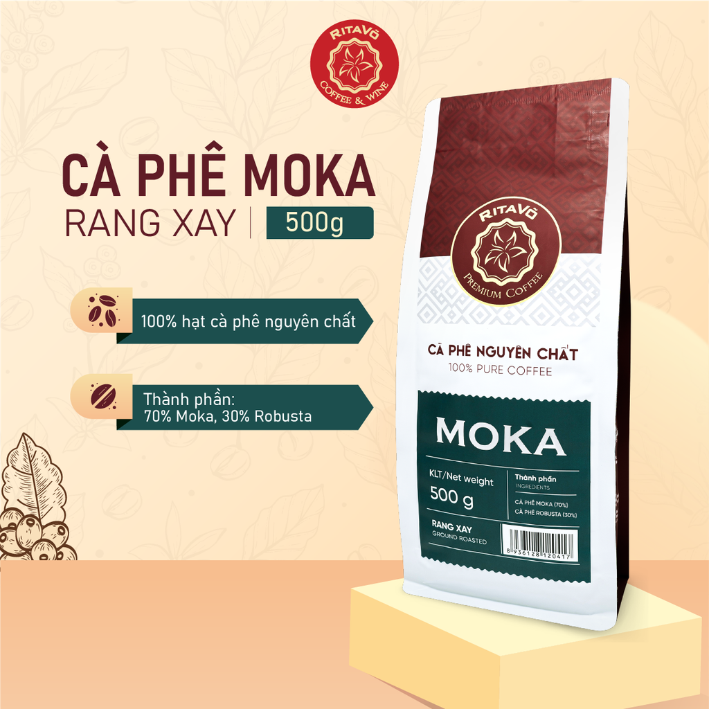Cà Phê Rang Xay Nguyên Chất - Dòng Moka (500g) RitaVõ Cafe
