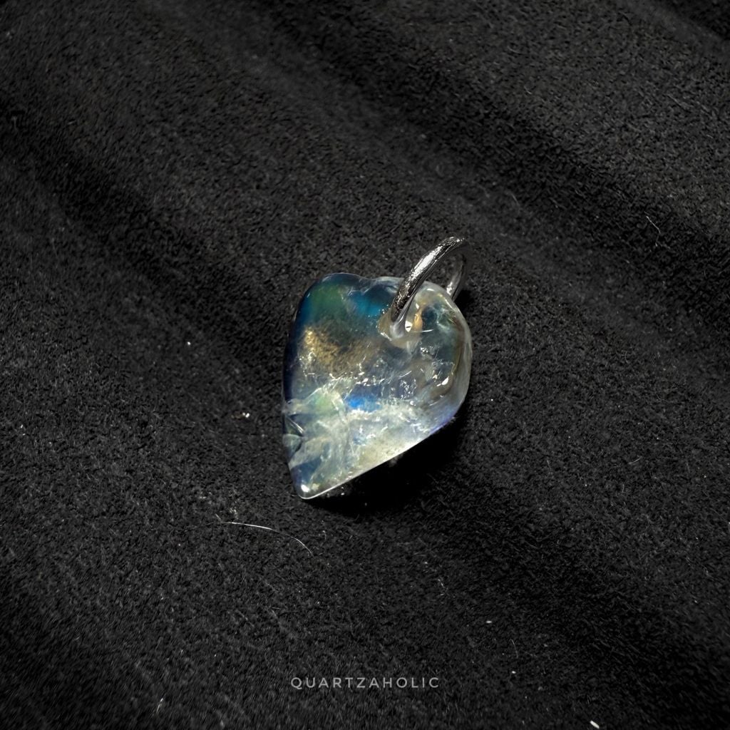 Mặt Dây Tumbled Rainbow Moonstone