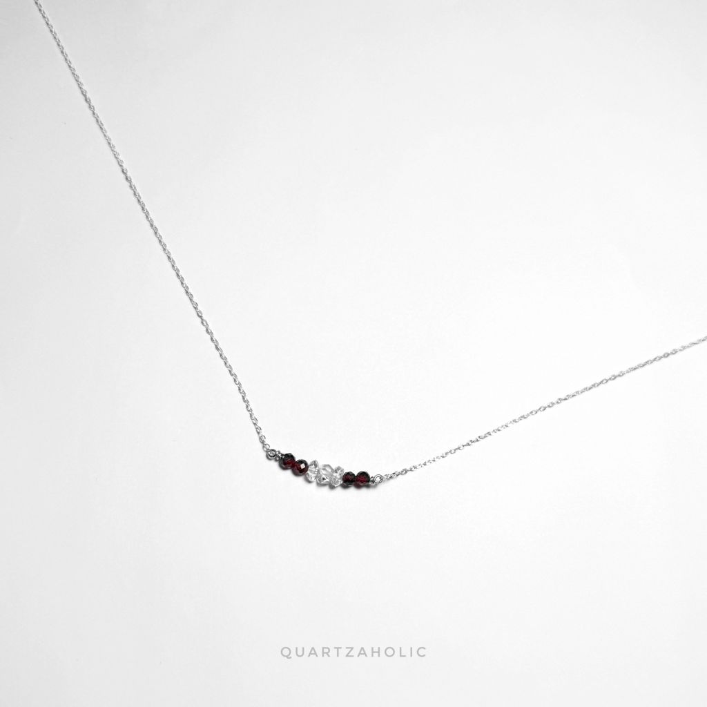 Dây Chuyền Line Garnet x Herkimer Diamond