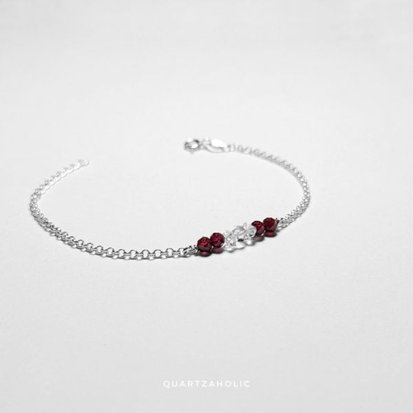  Vòng tay Line Garnet x Herkimer Diamond 