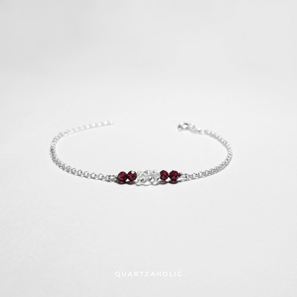 Vòng tay Line Garnet x Herkimer Diamond