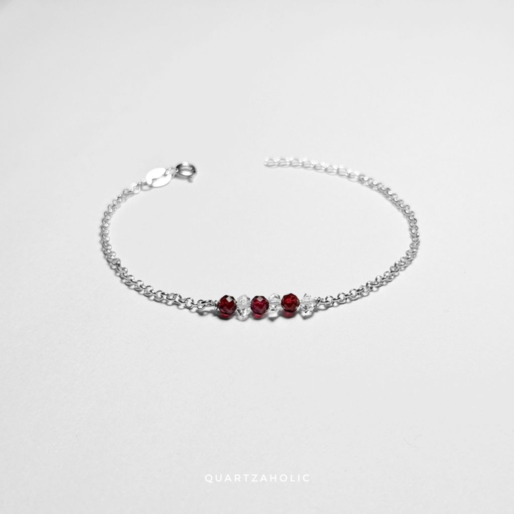 Vòng tay Line Garnet x Herkimer Diamond