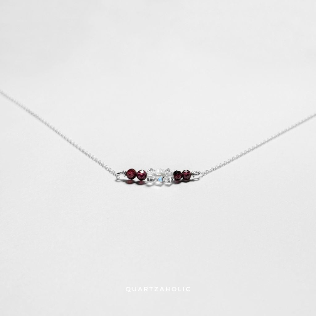Dây Chuyền Line Garnet x Herkimer Diamond