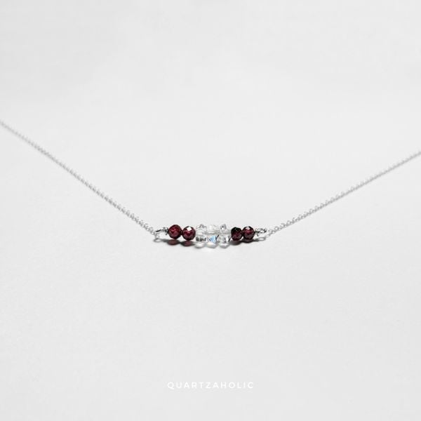  Dây Chuyền Line Garnet x Herkimer Diamond 