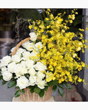  Giỏ Hoa Hồng Trắng Mix - GHV08 - Giỏ hoa tươi 