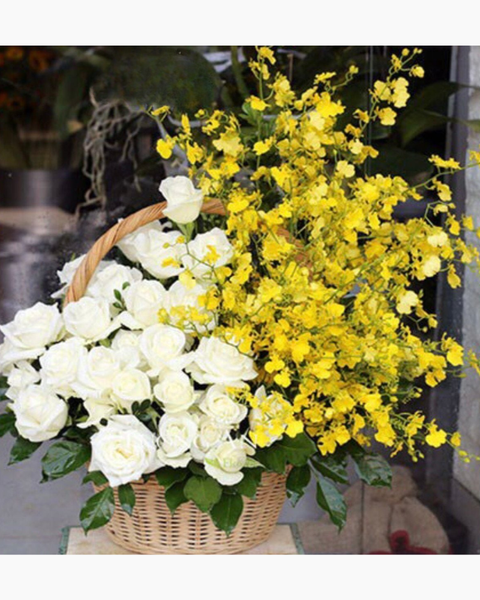 Mẫu Hoa Tươi Màu Trắng sang trọng, nhẹ nhàng, tinh khiết: gio-hoa-hong-trang-mix-ghv08