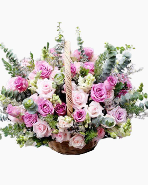 Mẫu Hoa Tươi Màu Tím: Giỏ Hoa Sắc Hồng Tím - HG43