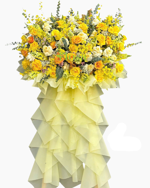 Hoa Chúc Mừng - Mẫu Lẵng Hoa, Kệ Hoa, Bó Hoa Đẹp Nhất: Kệ Hoa Nắng Mai - HCM89